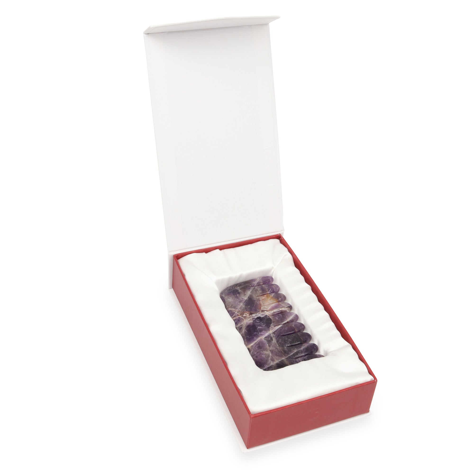 Amethyst Crystal Comb - Natural Chemical Free Crystal in a signature silk lined Box