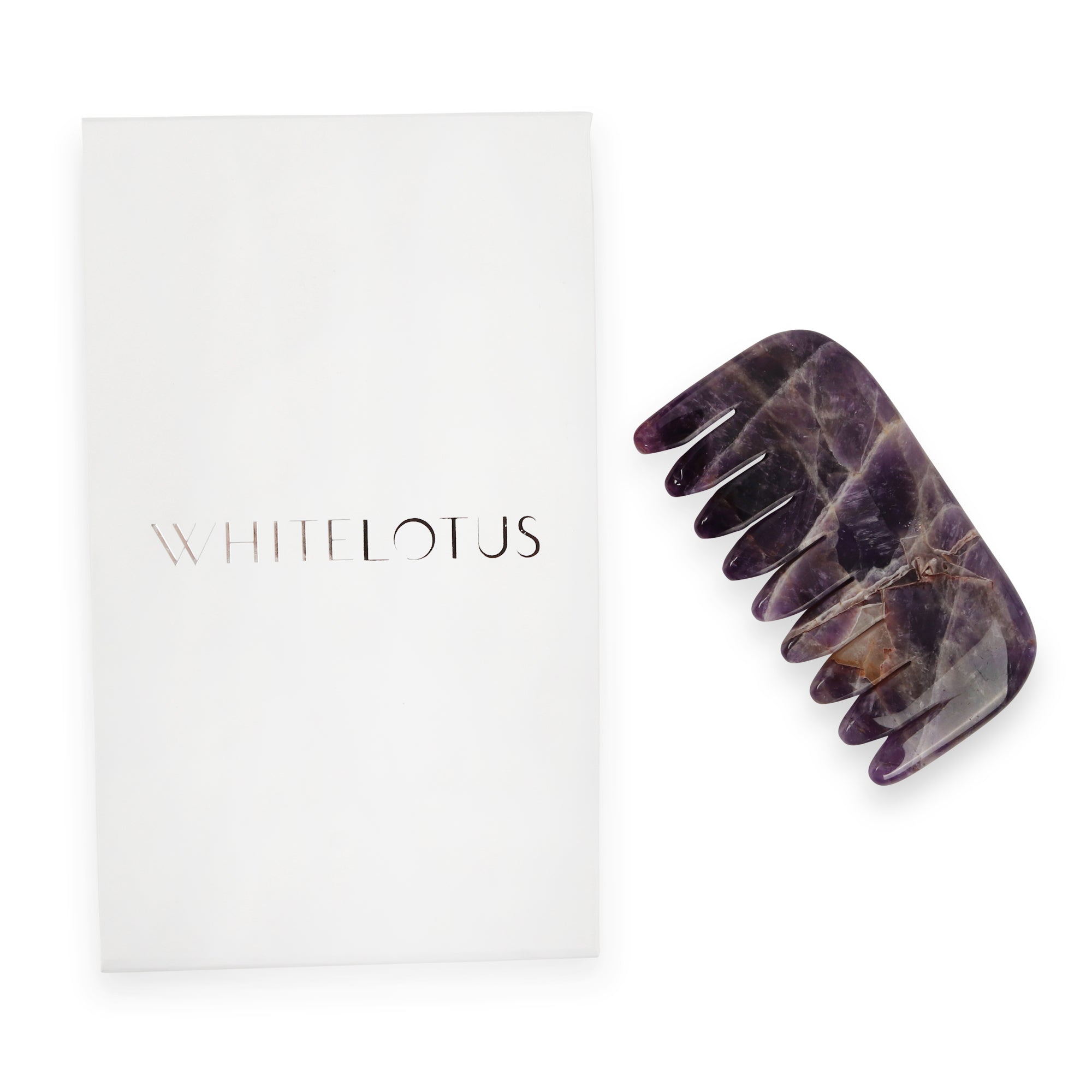 Amethyst Crystal Comb - Natural Chemical Free Crystal in a signature silk lined Box