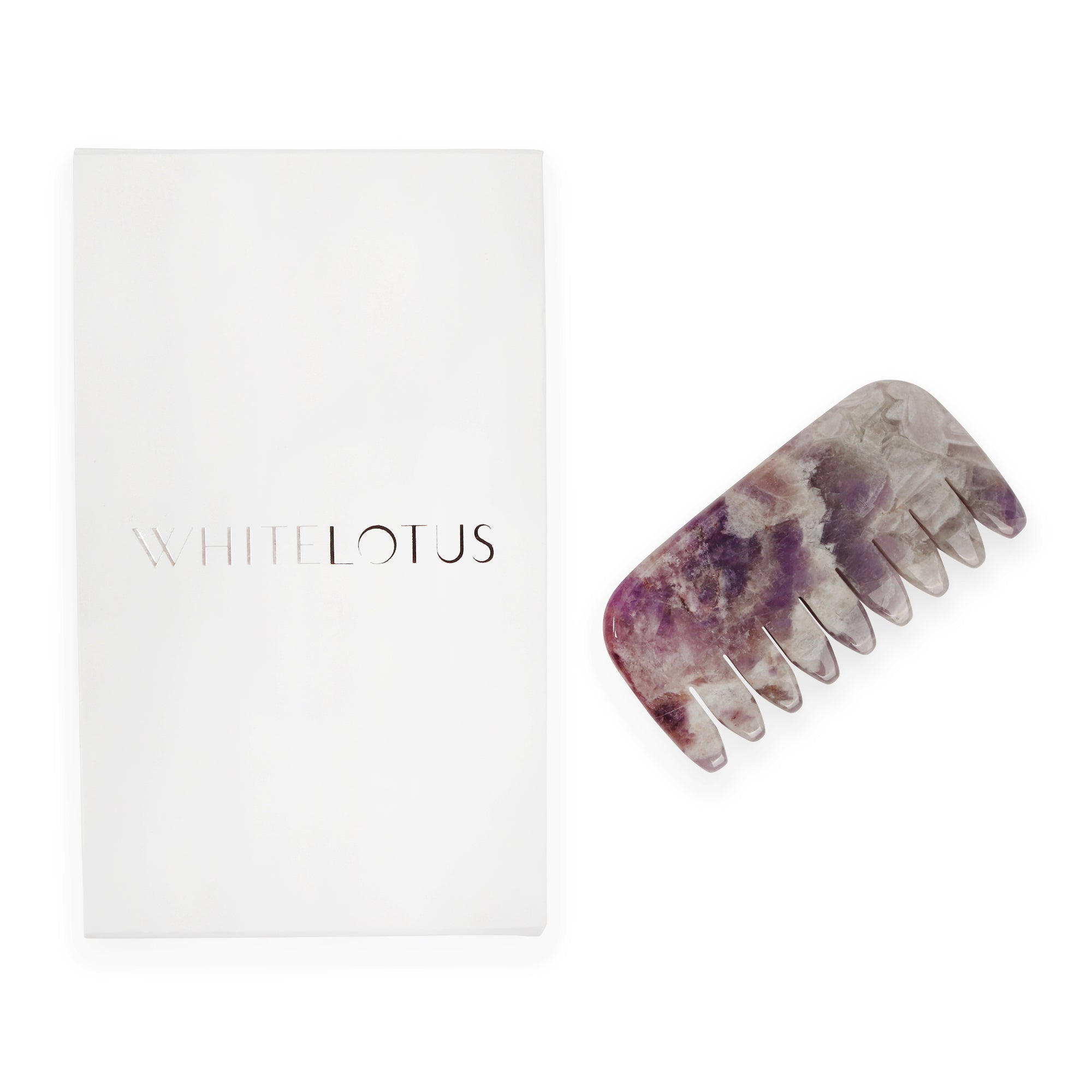 Amethyst Crystal Comb - Natural Chemical Free Crystal in a signature silk lined Box